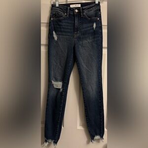 KanCan Dark Blue Distressed Skinny Jeans 0